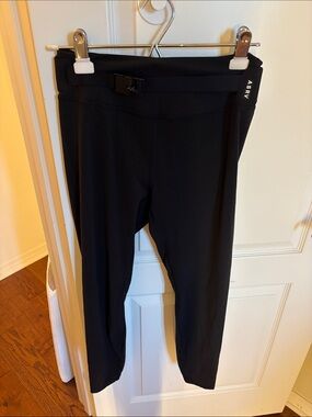 ASRV Black High-Rise Performance Leggings with Adjustable Waist Buckle